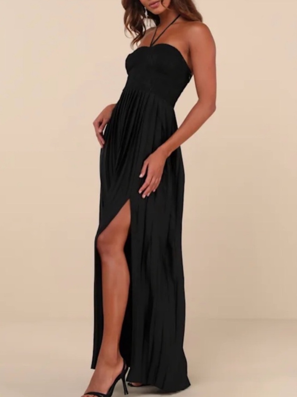 Lulus Certainly Poised Black Maxi‎ Dress Size XL Lace Bustier Gothic Glam NWT